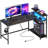 Nedyo 52'' W L-Shaped Computer Desk with Power Outlet, LED Gaming Work Desk with Shelves-1777371659-1809345642