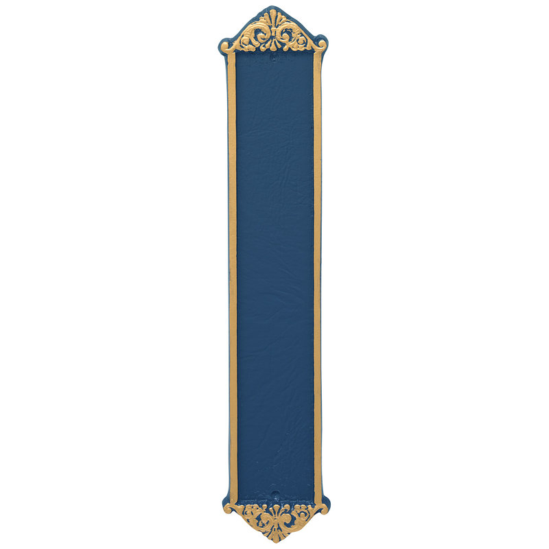 Plaque d’adresse murale sur 4 lignes, Bleu mer / Or