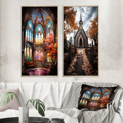 «Vitrail d'église», 2 pièces sur toile