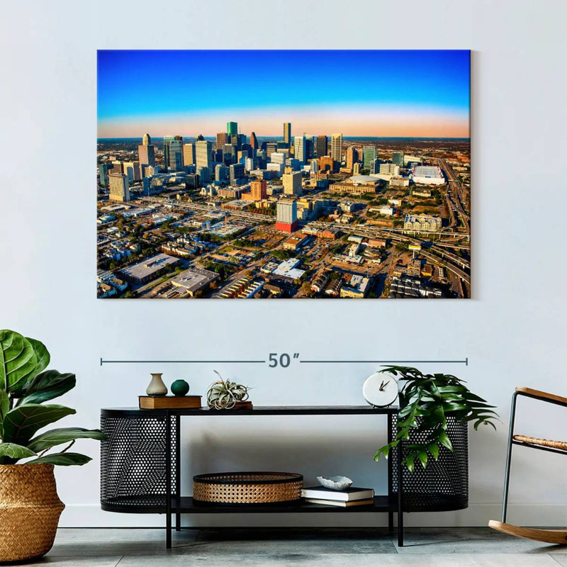 Vue du paysage urbain de Houston, H 34 po x l 51 po