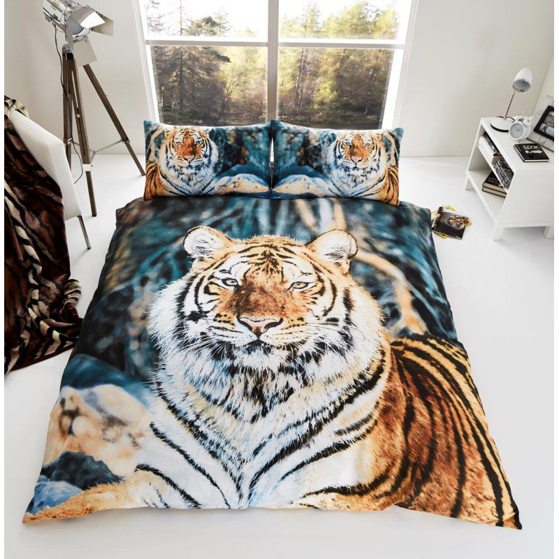 Tiger 3D Wildlife Duvet Cover Set with Pillowcases Included, Kingsize - 2 Standard Pillowcases