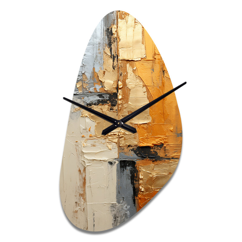 Grande horloge murale dorée dorée à géométrie brillante XV - forme unique, Moyenne