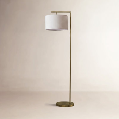 Montage Modern 60" Gold LED Floor Lamp with Pleated Ivory Fabric Drum Shade, Bulb Included