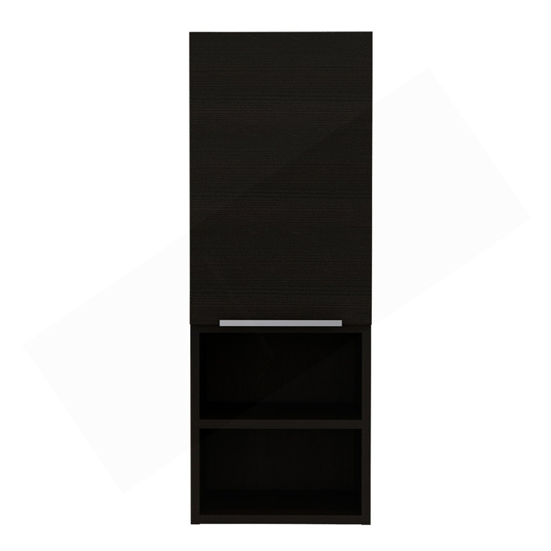 Bathroom Cabinet, Two Interior  Shelves, Two External Shelves, Single Door Cabinet -Black, Black