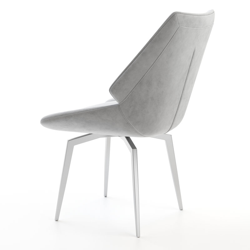 Gretchine 0cm H Velvet Upholstered Side Chair, Grey, Chrome