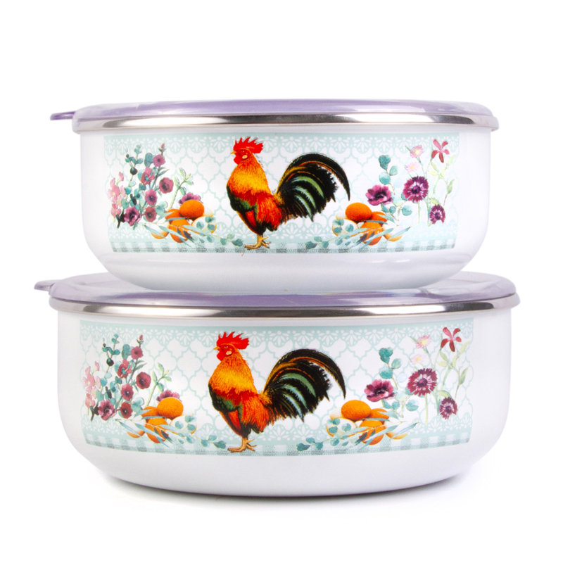 Ensemble de 2 contenants alimentaires Rooster Enamelware
