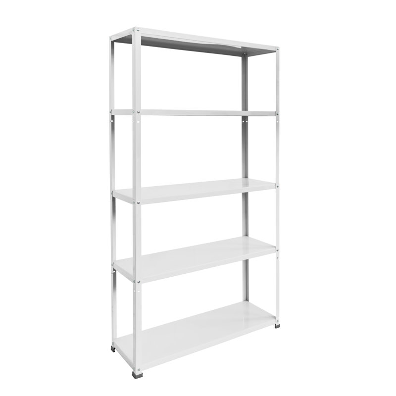 AR Deco White Adjustable 5-Shelf Steel Bookcase