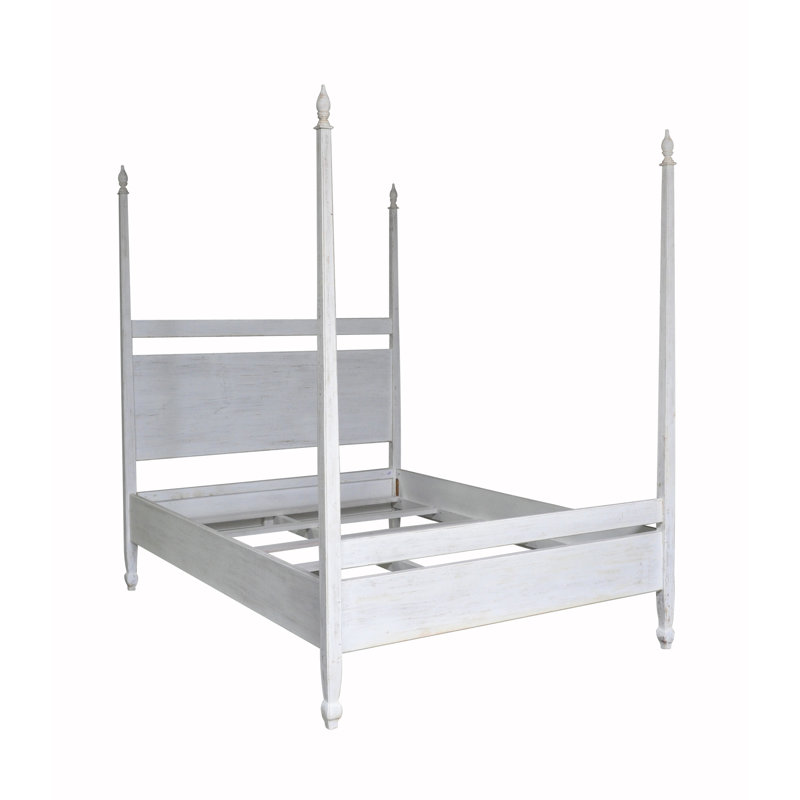Venice Solid Wood Four Poster Bed, Queen, White Wash