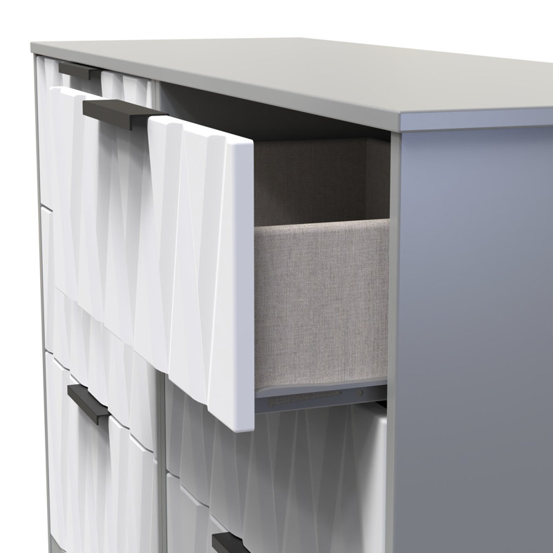 Besmir 6 Drawer Wide Chest (Ready Assembled), White Matt/Dusk Grey