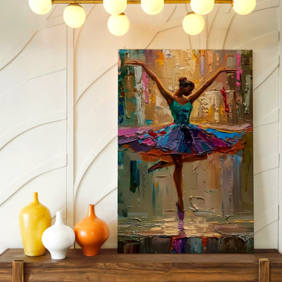 Danseuse à l'huile abstraite de ballerine colorée, reproduction d'art sur toile, décor de bureau de chambre à coucher de salon, décoration murale de galerie, œuvre d'art élégante, pour le couloir d'entrée du canapé-lit