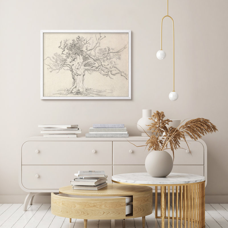 "Un arbre, œuvre d'art rustique, affiches encadrées, petit art mural", Blanc, H 8 po x l 10 po