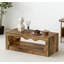 Élégante table basse avec un design à bords ondulés, un grand espace de rangement, un rangement sous la table et une fabrication robuste à deux couches pour les espaces de vie modernes.