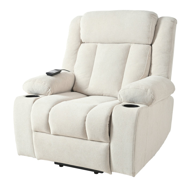 Power Lift Recliner Chair For Elderly,Fabric Lift Chairs For Living Room With Extended Footrest,Classic Single Sofa,Home Theater Seat With 2 Cup Holders,Side Pockets,Remote Control