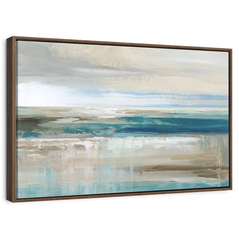 Mer de Kofi, 37 po x 25 po, Cadre flottant noyer