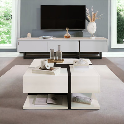 Benthall Floor Shelf Coffee Table with Storage