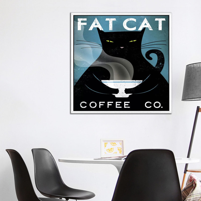 'Fat Cat Coffee Co.' by Ryan Fowler Graphic Art Print on Wrapped Canvas, 93.98 cm H x 93.98 cm W x 4.445 cm D