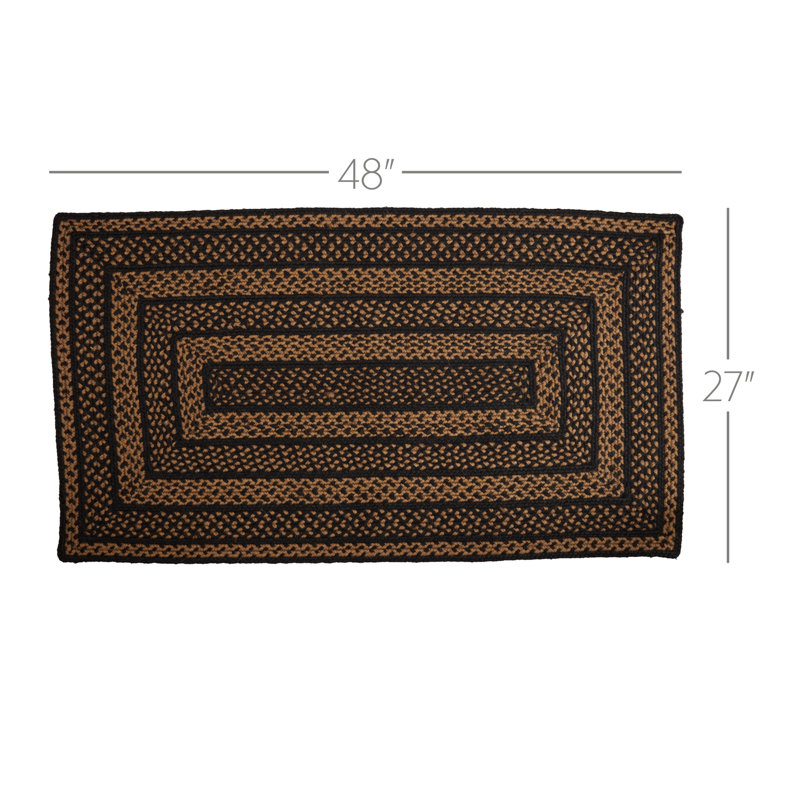 Tapis noir / brun clair tressé à motif géométrique Anzla