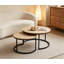 Ensemble de 2 tables gigognes rondes, table basse d'appoint moderne de style industriel, en chêne, gain de place.