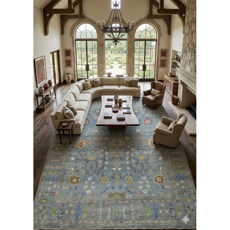 Tapis oriental Oushak Chobi, Rectangle 9 pi 10 po x 13 pi 10 po 