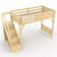 Lit mezzanine simple en bois massif avec garde-robe intégrée, rangement, tablettes de chevet, garde-corps et escaliers, naturel-2016869897-2016869896