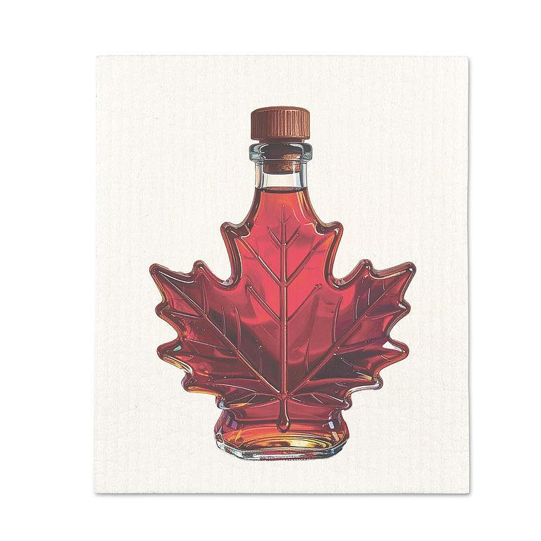 Maple Syrup In A Leaf Shaped Bottle Dishcloth