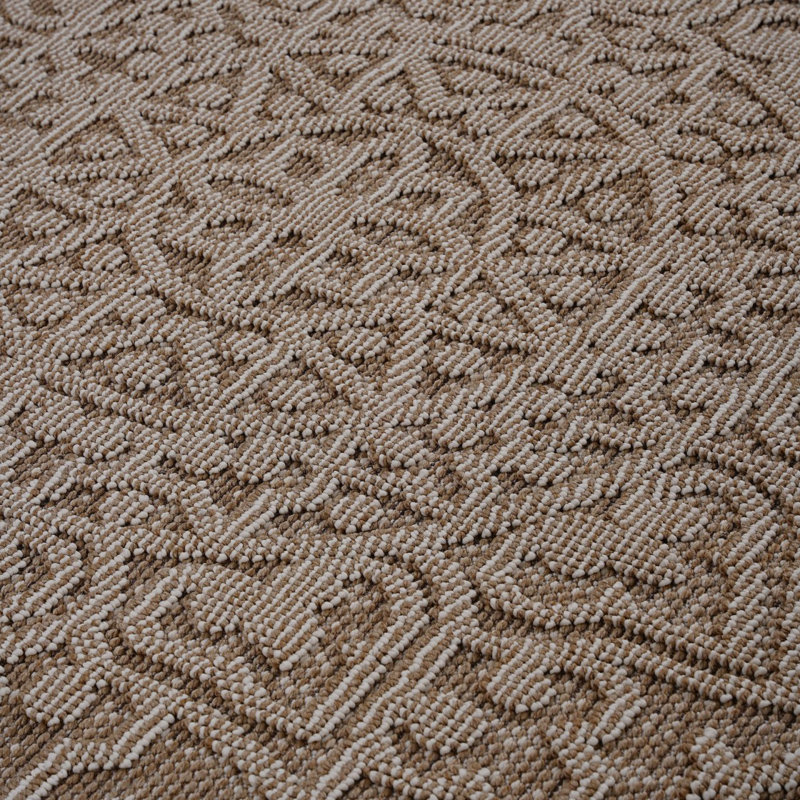 Tapis intérieur / extérieur beige / médaillon 5X7 Guros Collection, Rectangle 5 pi x 7 pi