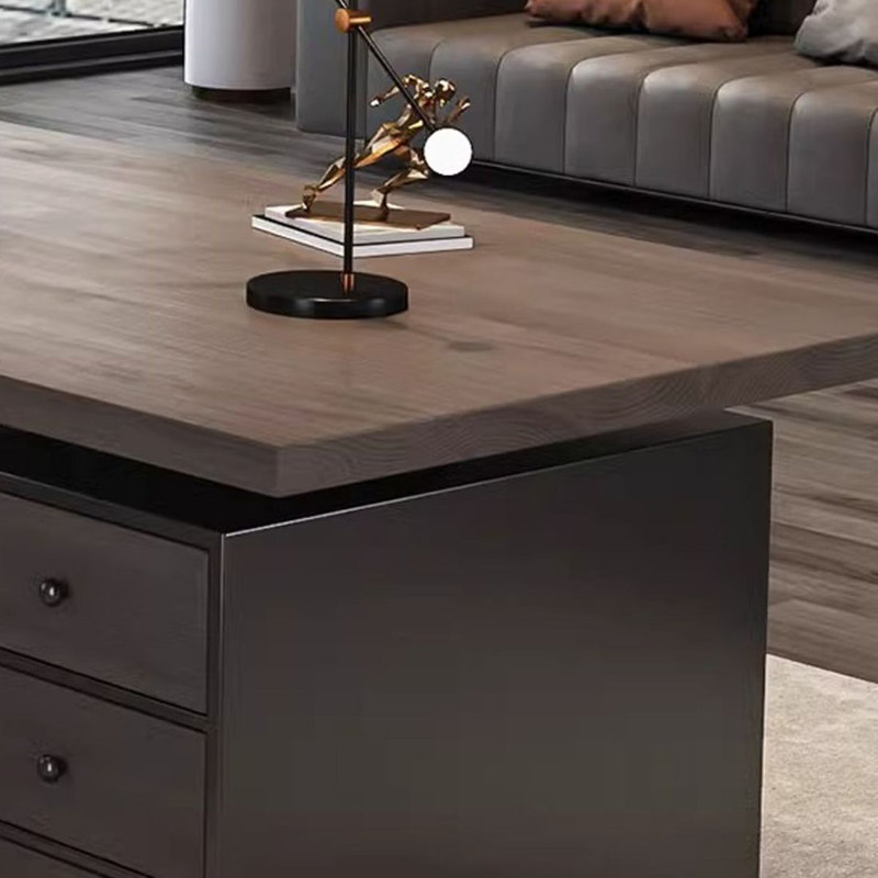 Bureau de direction en L en noyer massif avec tiroirs, 29.53"H*78.74"W*55.12"D, Gauche