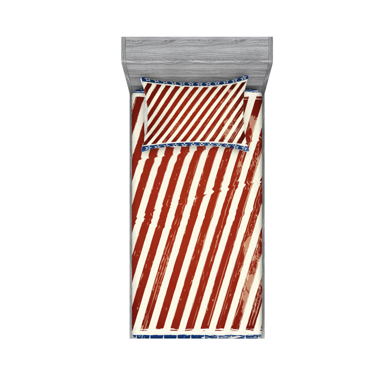 Microfiber Striped Sheet Set, Twin Sheet Set with Fitted Sheet