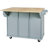 Kitchen Cart With Rubber Wood Drop-Leaf Countertop ,Cabinet Door Internal Storage Racks,Kitchen Island On 5 Wheels With Storage Cabinet And 3 Drawers For Dinning Room, Grey Blue-288363344