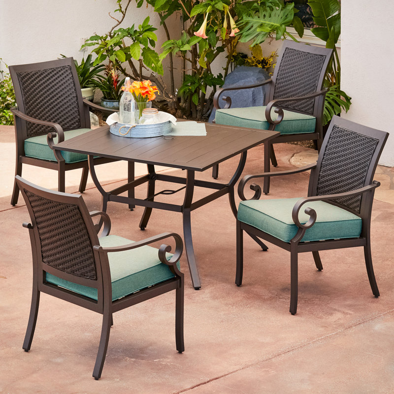 Ensemble de salle à manger pour 4 personnes avec coussins 39,2 po, Bleu sarcelle