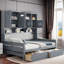 Lit de jour en bois tout-en-un Bellinger avec 2 tiroirs, armoires et tablettes-856040721-856040720