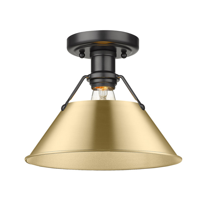 Plafonnier encastré à une lumière de 10 po Weatherford, Noir mat, Bronze champagne brossé