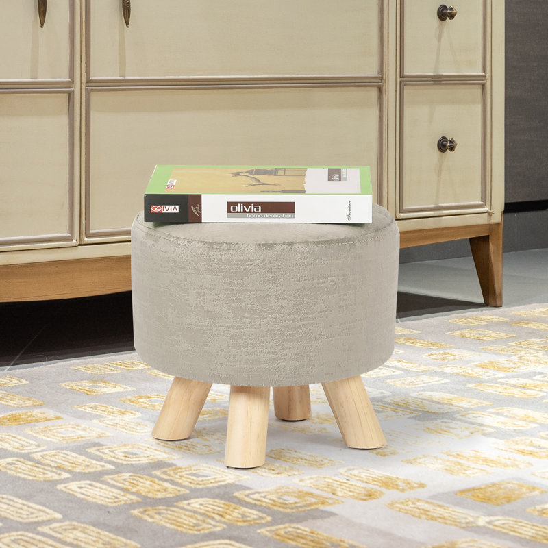 Cenka Upholstered Ottoman, Mint Gray Polyester