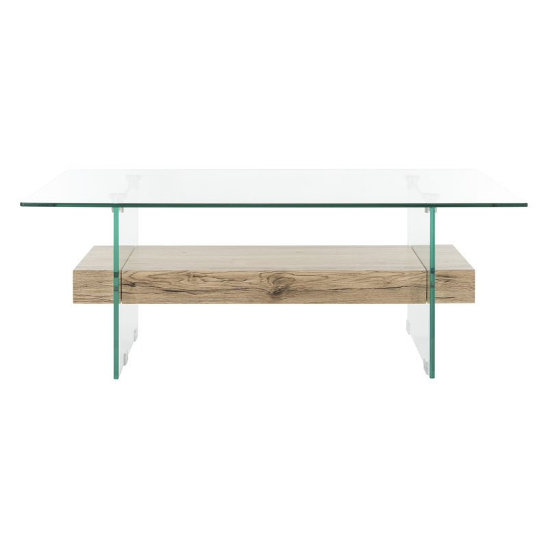 Kayley Glass Top Single Coffee Table, Natural
