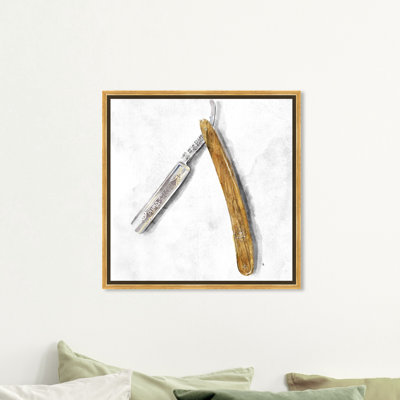 «Bath and Laundry Wood Razor Barber», reproduction d'art sur toile