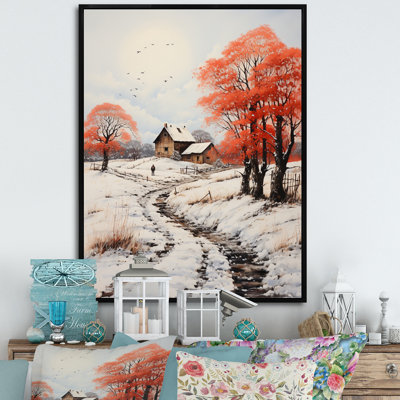 Lizann Barn Winter Retreat Pointillism, reproduction d'art sur toile