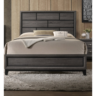Cotemporary Panel Low-Profile Youth Kids Bed Geometric Design Wooden Bedroom Furniture