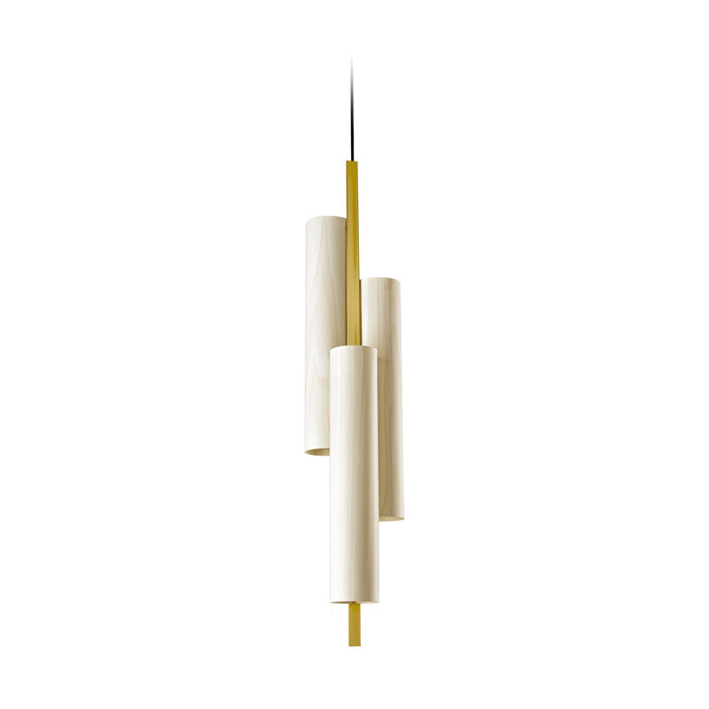 Black Note 3 - Light LED Pendant, Natural Beech, Gold