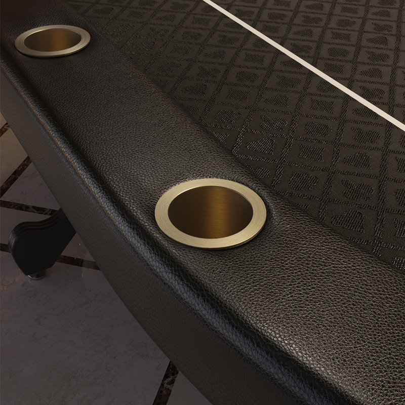 IDS Online Corp 96'' 10 - Player Foldable Poker Table, Black/Gold/White