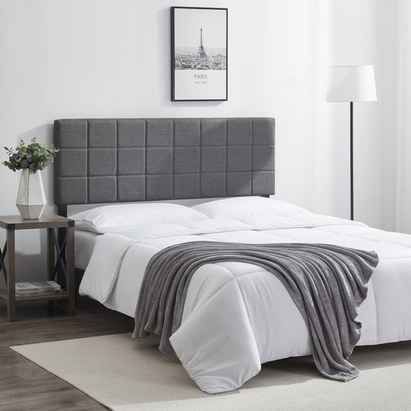 Tête de lit tapissier ajustable Nest Square, Double, Gris
