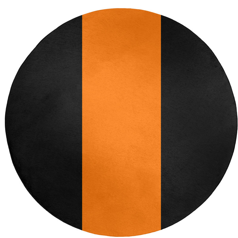 Tapis orange/noir, Rond 5 pi