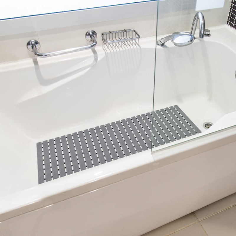 Tapis de bain antidérapant, Gris dégradé, Simple - L 27,5 po x l 15,7 po