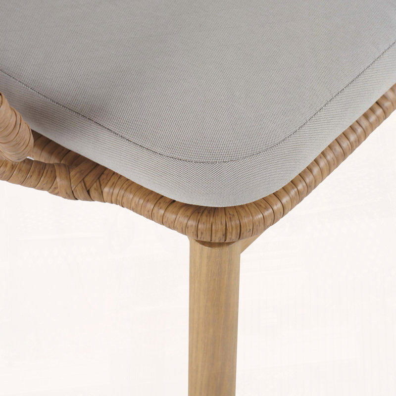 Ensemble de 2 chaises Papasan en osier - rotin en PE, pieds en teck et coussins hydrofuges pour patio