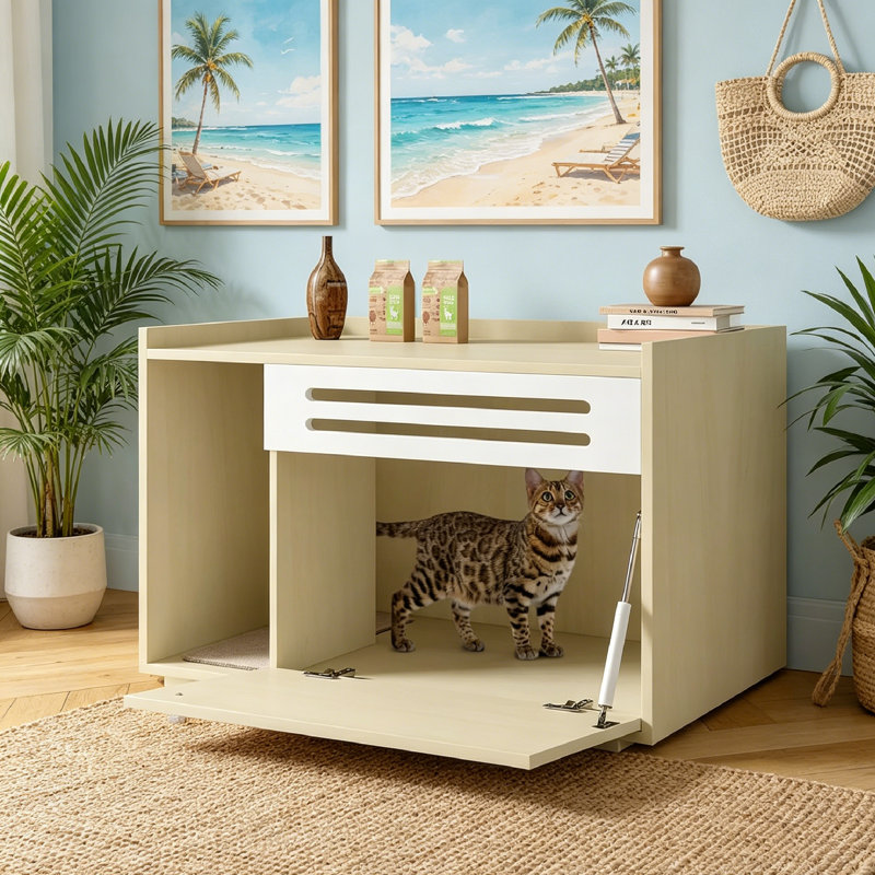 MDF Litter Box Enclosure, Tan