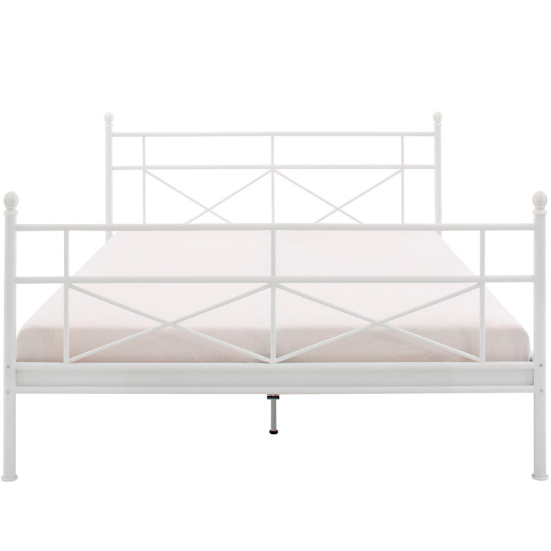 Styer Metal Bed, White, European Single (90 x 200cm)
