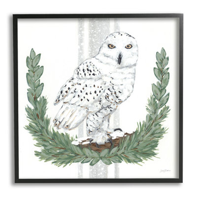 Illustration de charmants lauriers entourant un hibou des neiges par Sara Baker - dessin