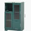 Armoire peinte en panneau de fibres à densité moyenne avec portes et tiroir en verre, espace de rangement ouvert-1348761440