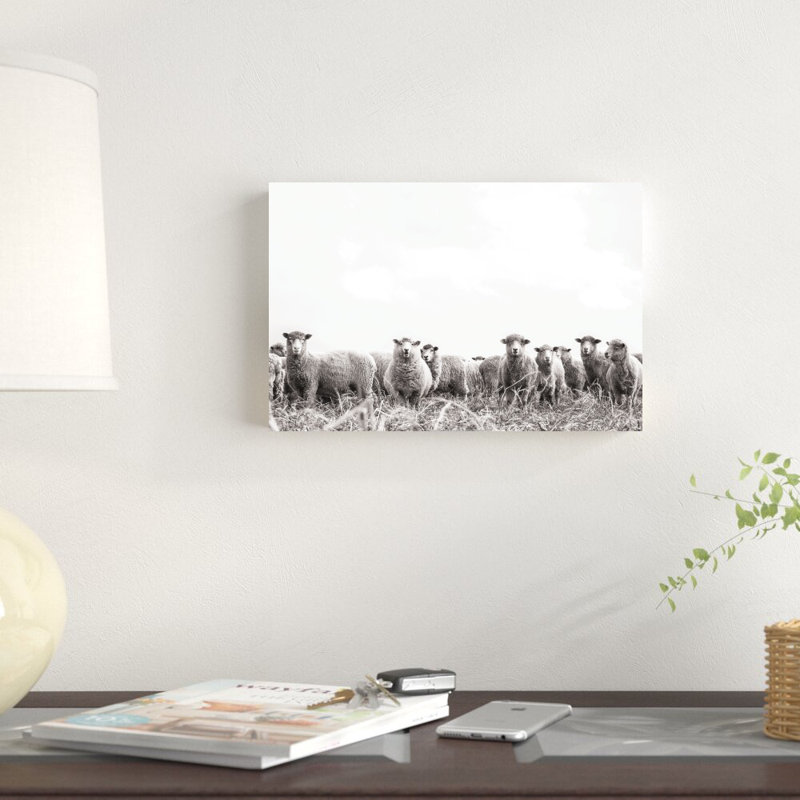 " Black And White Sheep Herd ", 8" H x 12" W