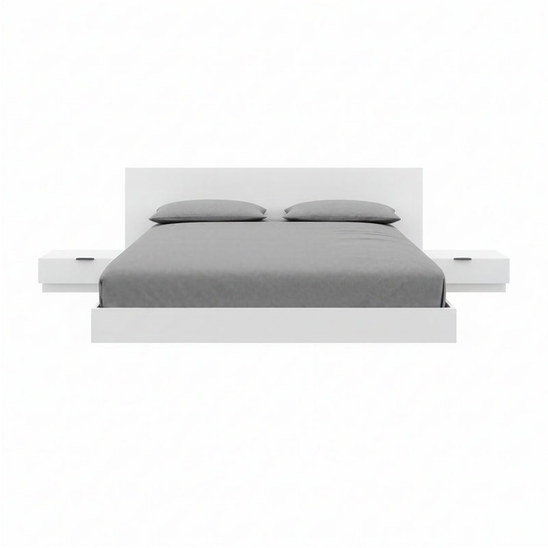 Ensemble de chambre avec lit plateforme 3 pièces Satori, Grand lit, Blanc