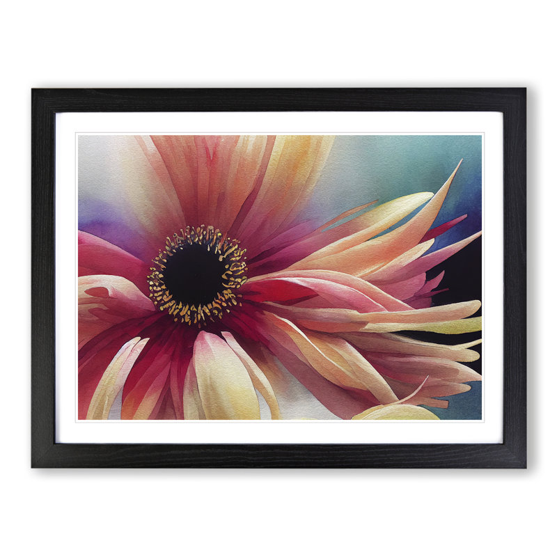 Chrysanthemum Watercolour Flower Vol.5 - Framed Print, Black Framed, 46cm H x 64cm W x 2cm D